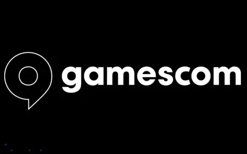 Logo de Gamescom, el evento de videojuegos más grande de Europa, con su icónico símbolo de burbuja de diálogo.
