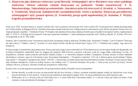 Klasycyzm w literaturze i sztuce polskiego oświecenia. Analiza estetyki, twórczości Krasickiego, Naruszewicza, Trembeckiego.