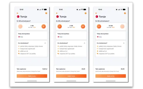 Planujesz podróż do Turcji? Sprawdź, czy w Turcji jest roaming i wybierz pakiet danych: 1 GB za 15 zł, 5 GB za 40 zł lub 10 GB za 65 zł.