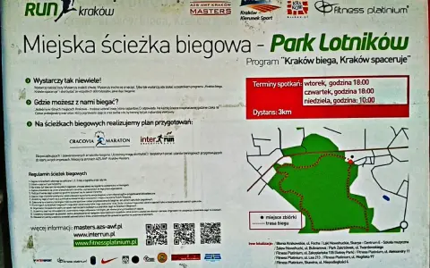Park Lotników Polskich zaprasza na miejską ścieżkę biegową. Program "Kraków biega, Kraków spaceruje" oferuje treningi 3km.