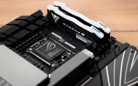 Dwa moduły pamięci RAM XTREME5 VIPER zamontowane na płycie głównej Maximus.