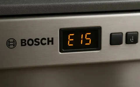 Wyświetlacz zmywarki Bosch pokazuje błąd E15.