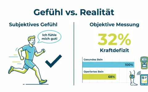 Läufer fühlt sich gut, doch die Leistungsdiagnostik zeigt ein Kraftdefizit von 32%. Die Kosten für solche Analysen sind oft gut investiert.