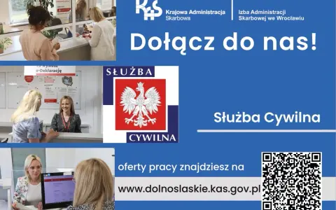Praca w urzędzie skarbowym: dołącz do Służby Cywilnej! Oferty pracy na dolnoslaskie.kas.gov.pl.