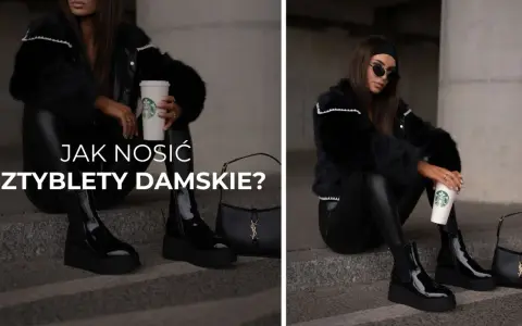 Kobieta w czarnym futrzanym płaszczu i skórzanych legginsach prezentuje modne sztyblety na platformie. Stylowe sztyblety damskie na platformie to klucz do udanych stylizacji.