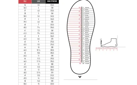 Tabella taglie scarpe: EU 38, UK 5, 240 mm. Trova la tua misura perfetta, anche 7 1/2 scarpe.