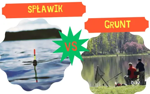 Spławik vs. grunt: jak ustawić grunt na spławik? Obrazek porównuje dwie metody wędkowania.