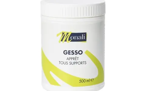 Pot de gesso Monali, apprêt tous supports. Idéal pour préparer vos toiles avant la peinture. 500 ml.
