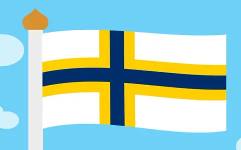 Sverigefinnarnas dag firas med en flagga i blått, gult och vitt som vajar i en klarblå himmel med moln.
