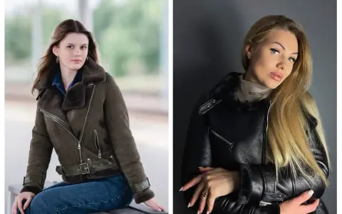 Dwie kobiety prezentują stylowe kożuszki damskie zimowe. Jedna w oliwkowej kurtce, druga w czarnej.