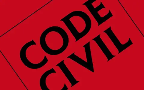 Schwarze Schrift auf rotem Grund: "CODE CIVIL". Ein wichtiger Teil des Rechtssystems.