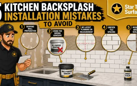 Learn how to install a backsplash in the kitchen by avoiding 5 common mistakes: poor prep, wrong adhesive, no planning, uneven spacing, and missing grout sealing.