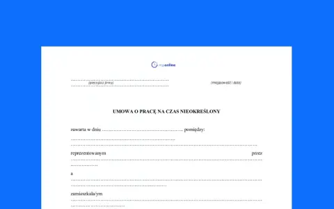 Formularz umowy o pracę na czas nieokreślony, kluczowy dla identyfikacji zobowiązania pracodawcy i pracownika.