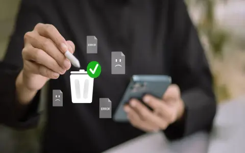 Usuń niepotrzebne pliki i błędy, aby zwiększyć pamięć w telefonie. Zaznacz kosz i potwierdź.