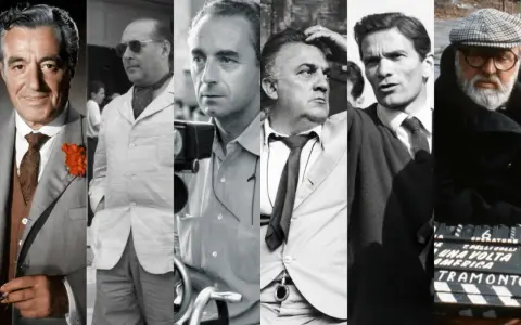 Cinque registe donne in un collage di immagini d'epoca, con un ciak di "C'era una volta in America".