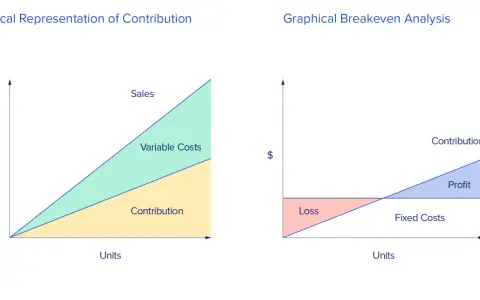 Two graphs illustrate unit economics: one shows sales, variable costs, and contribution margin; the other depicts breakeven analysis with loss, fixed costs, and profit.