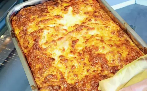 Lasagnes dorées et gratinées dans un plat, prêtes à congeler pour un repas facile.