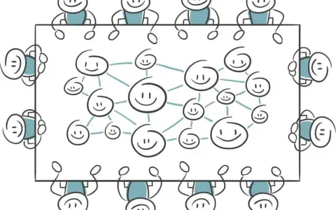 Des bonshommes souriants forment un réseau, symbolisant la collaboration et le maintien en emploi au sein d'une équipe.