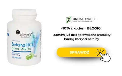 Suplement diety Betaine HCL Pepsine 650/150 w kapsułkach. Zamów i poczuj korzyści betainy.