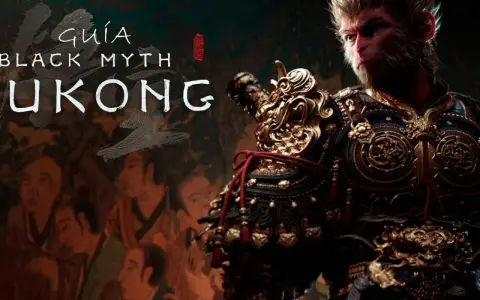 Guía Black Myth Wukong: el Rey Mono con armadura dorada y detalles rojos, listo para la aventura.