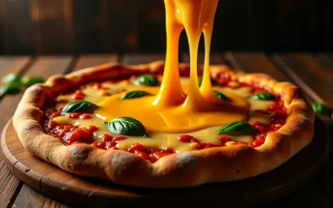 Gorący, ciągnący się ser do pizzy z bazylią i sosem pomidorowym. Idealny na każdą okazję.