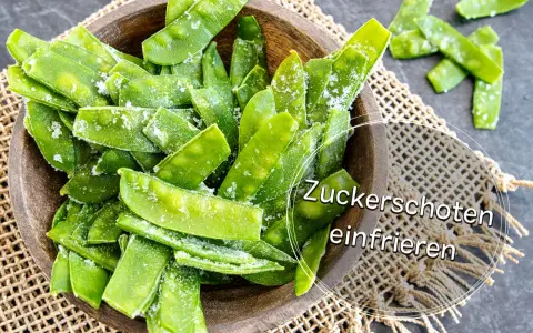 Zuckerschoten, frisch und knackig, bereit zum Einfrieren. So bleiben sie lange frisch und lecker für deine Gerichte.