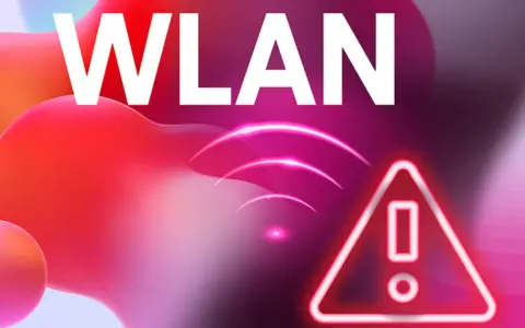 WLAN-Symbol mit Warnzeichen. Das WLAN ist sehr langsam trotz guter Verbindung, was frustrierend ist.