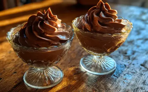 Deux coupes de mousse au chocolat à l'ancienne, onctueuse et aérienne, baignées de lumière. Une invitation à redécouvrir cette recette.