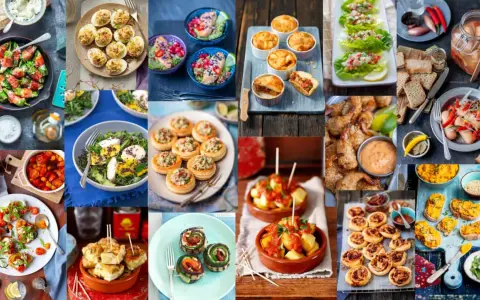 Mnóstwo inspiracji na 100 pomysłów na imprezowe przekąski: od jajek faszerowanych, przez mini tarty, po krewetki i tapas.