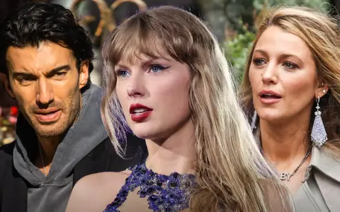 Taylor Swift, Blake Lively och Ryan Reynolds i en bild som antyder en hemlig romans.