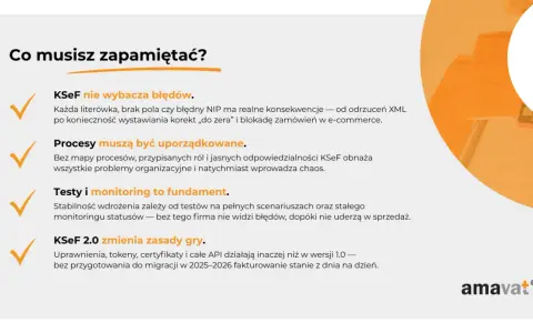 KSeF krok po kroku: nie wybacza błędów, wymaga uporządkowanych procesów, testów i monitoringu. KSeF 2.0 zmienia zasady gry.