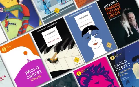 Copertine di libri di Paolo Crepet: "Libertà", "Il reato di pensare", "Coraggio Passione Libertà" con un gatto, e altri titoli.