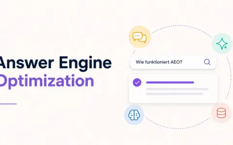 Answer Engine Optimization: Wie funktioniert AEO? Chat-Symbole, Gehirn und Datenbank deuten auf intelligente Suchoptimierung hin.