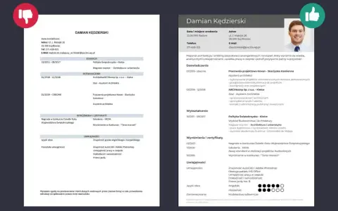 CV Damiana Kędzierskiego: moje umiejętności przykłady, doświadczenie, wykształcenie, nagrody i certyfikaty.