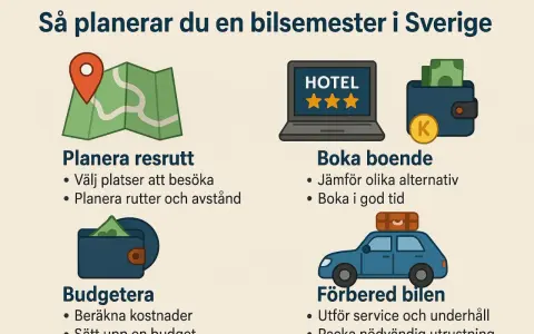 Planera din roadtrip Sverige sommar: karta, hotellbokning, budget och bilförberedelser.