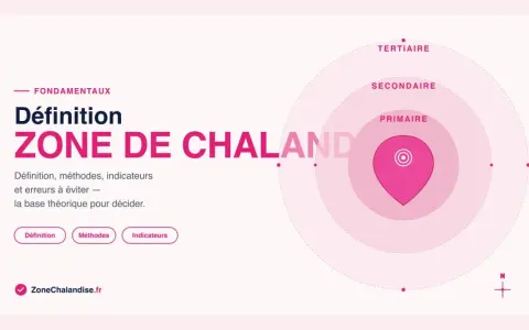 Illustration d'une grille tarifaire conceptuelle : "Zone de Chalandise" avec des niveaux primaire, secondaire, tertiaire.
