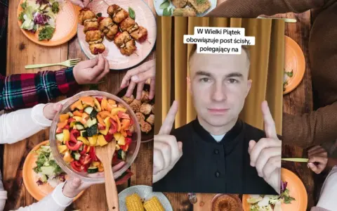 W Wielki Piątek obowiązuje post ścisły. Na stole sałatka, szaszłyki i kukurydza.