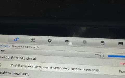 Diagnostyka BMW: błąd DTC P1622 w DDE (elektronika silnika diesla). Wykryto 6 błędów, jeden z nich to czujnik temperatury.