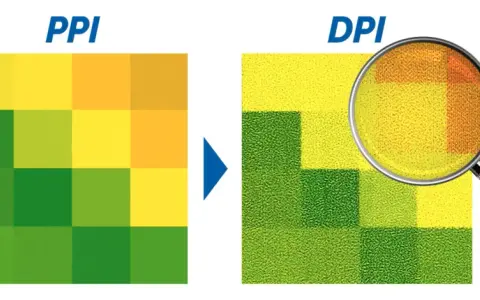 Confronto tra PPI e DPI: la lente d'ingrandimento rivela la qualità di stampa.