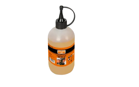 En flaska Bahco hydraulolja, 250 ml, perfekt för att smörja din domkraft och hålla den i toppskick.