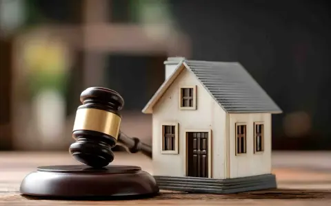 Marteau de juge et maison miniature, symbolisant une décision de justice immobilière. Respecter le loi scrivener délai est crucial.