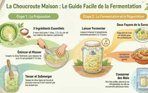 Guide pour faire la choucroute maison : préparation, fermentation et dégustation. Apprenez ce qu'est la choucroute et comment la préparer facilement.