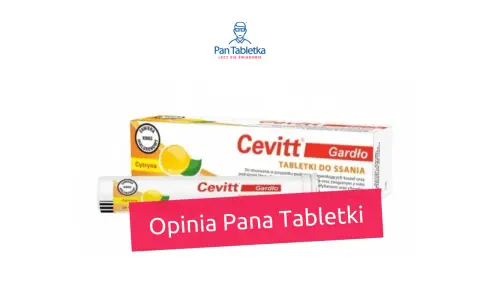 Opakowanie tabletek na ból gardła Cevitt Gardło o smaku cytrynowym.