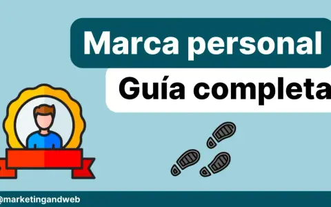 Ilustración de una guía completa de marca personal, con un icono de persona premiada y huellas.