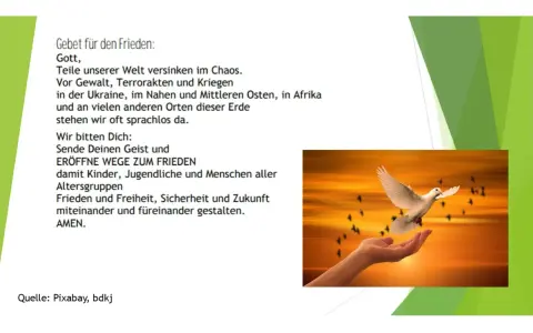 Friedensgebete Vorlagen: Eine Taube fliegt aus einer Hand in den Sonnenuntergang, umgeben von anderen Vögeln. Ein Gebet für Frieden und Freiheit.