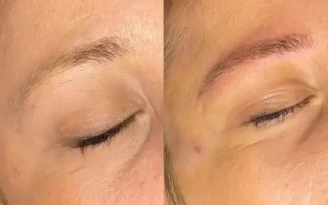 Avant/après teinture sourcils : des sourcils plus définis et plus foncés pour un regard sublimé.