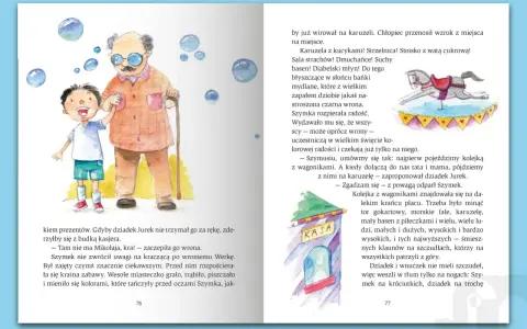 Bajki terapeutyczne zaparcia nawykowe: Dziadek Jurek i Szymek cieszą się wesołym miasteczkiem, pełnym atrakcji i kolorów.