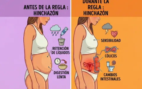 Antes de la regla, me siento hinchada por retención de líquidos y digestión lenta. Durante la regla, la hinchazón se acompaña de sensibilidad, cólicos y cambios intestinales.