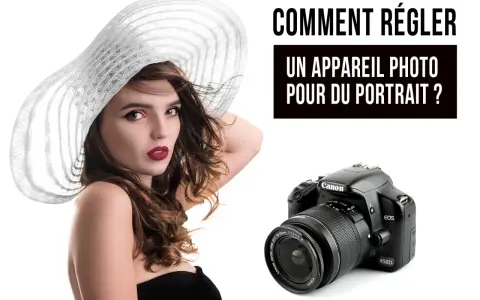 Une femme en grand chapeau blanc, un appareil photo Canon EOS 450D. Comment régler un appareil photo pour du portrait ?