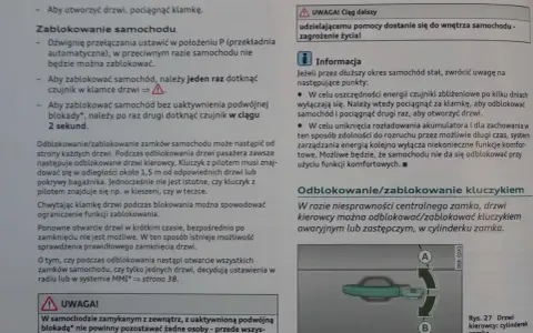 Instrukcja jak sam naprawiam Audi A4 B5: blokowanie i odblokowanie drzwi kluczykiem lub czujnikiem w klamce.